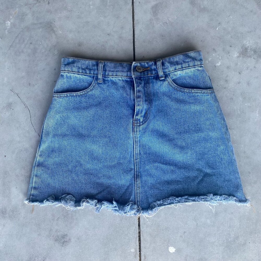 John Galt Jean Denim Mini Skirt Cute Pink Cow Faded Summer